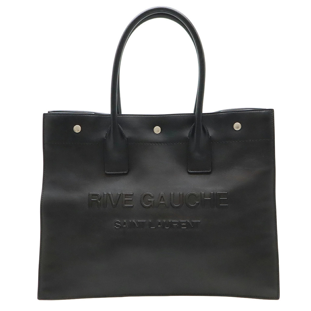 SAINT LAURENT PARIS YSL Yves Rive Gauche Tote Bag Shoulder Leather Black